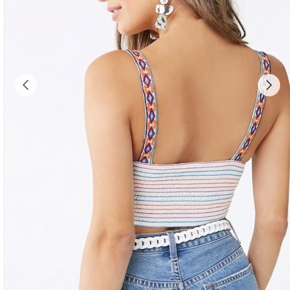 Forever 21 Woven Embroidered Crop Top Aztec Western Print Y2K - Picture 4 of 4